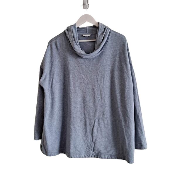 PureJill Womens Blue Heather Long Sleeve Cowlneck Soft Sweat Hoodie - Size XL - Picture 1 of 8